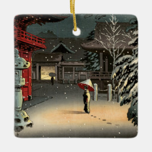 Tsuchiya Koitsu - Sneeuw op Nezu Shrine Keramisch Ornament