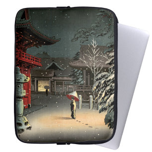 Tsuchiya Koitsu - Sneeuw op Nezu Shrine Laptop Sleeve