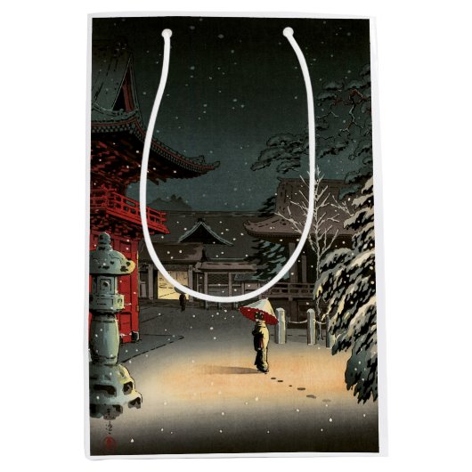 Tsuchiya Koitsu - Sneeuw op Nezu Shrine Medium Cadeauzakje (Voorkant)
