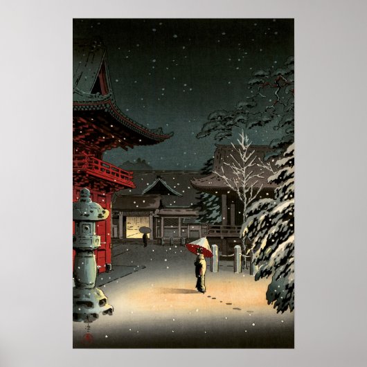 Tsuchiya Koitsu - Sneeuw op Nezu Shrine Poster (Voorkant)