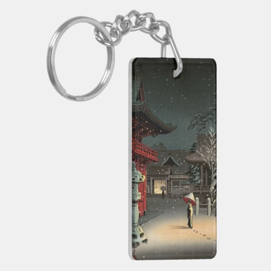 Tsuchiya Koitsu - Sneeuw op Nezu Shrine Sleutelhanger (Voorkant Links)