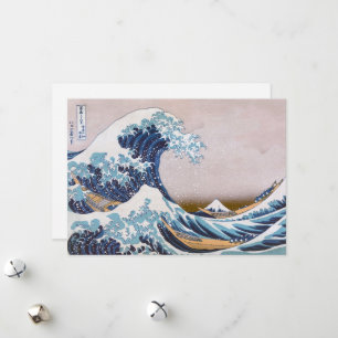 Tsunami Grote Golf voor Kanagawa Japan door Hokusa Feestdagenkaart