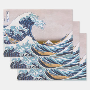 Tsunami Grote Golf voor Kanagawa Japan door Hokusa Inpakpapier Vel