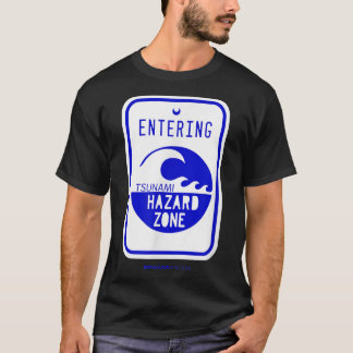 Tsunami hazard zone road sign funny beach and shor t-shirt