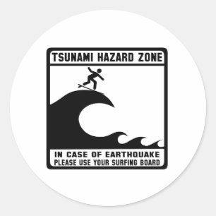 Tsunami Hazard Zone Ronde Sticker