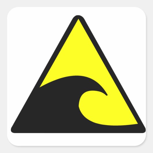 Tsunami Waarschuwing Vierkante Sticker (Voorkant)