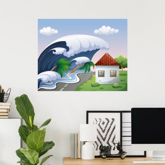 Tsunami Wave Poster (Thuiskantoor)