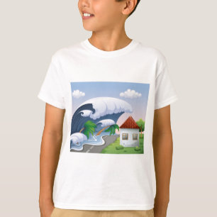 Tsunamigolf treft kustweg Tropische storm T-shirt