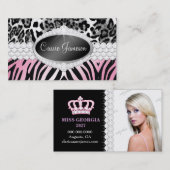 TT-Diamond Bliss Emblem Zebra Leopard-fotokaart Visitekaartje (Voorkant / Achterkant)