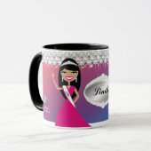 TT-Diamond Bliss Personalized Brunette Mok | Roze (Voorkant links)