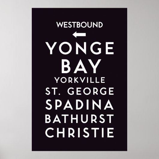 TTC - Affiche des stations de Westbound (Devant)