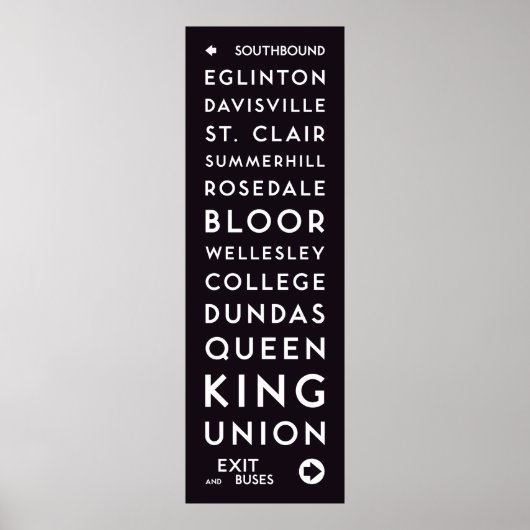 TTC - Southbound Stations Long Poster (Voorkant)