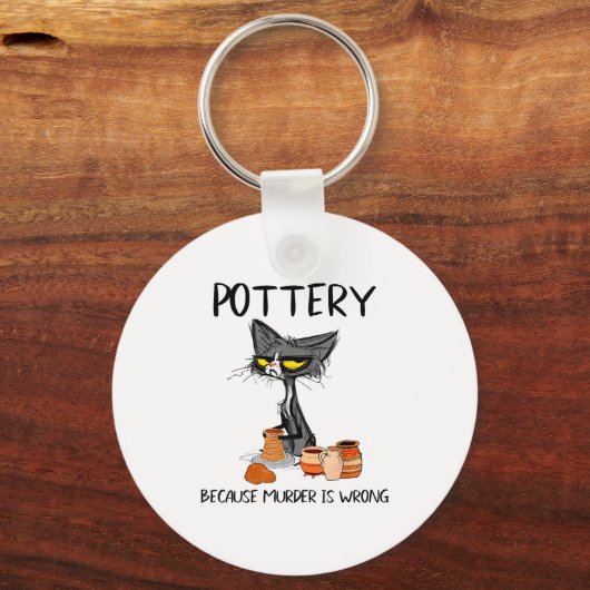 Ttery Because Murder Is Wrong Funny Cat Funny Tter Sleutelhanger (Voorkant)