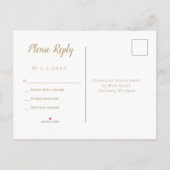 Ttypographie d'or mariage rsvp cartes postales (Dos)