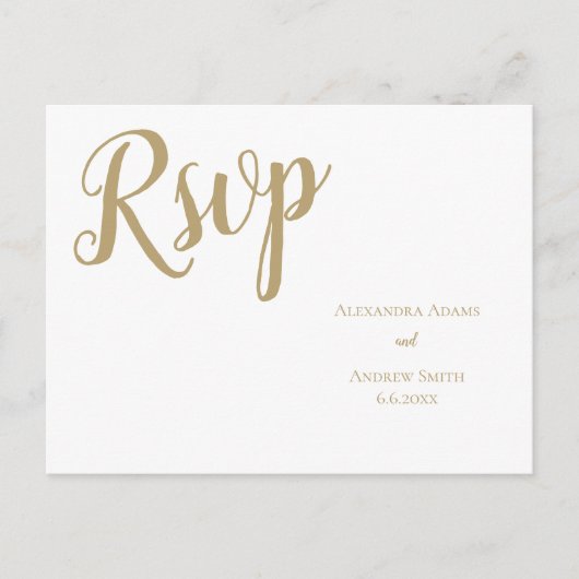 Ttypographie d'or mariage rsvp cartes postales (Devant)