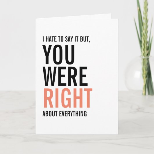 Tu avais raison Carte de la fête de maman (Devant)