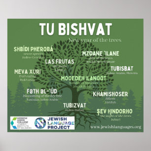 Tu Bishvat - Nieuwjaar van de bomen - in 10 Joods Poster