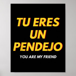 Tu Eres Pendejo Grappig Spaans Gezegde Spaans Cade Poster