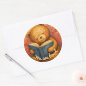 Tu es aimé – Autocollant rond ours mignon (Enveloppe)