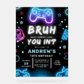 TU ES DEDANS ? Invitation d'anniversaire Neon Game (Recto)