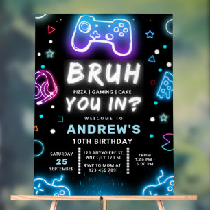 TU ES DEDANS ? Invitation d'anniversaire Neon Game