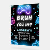 TU ES DEDANS ? Invitation d'anniversaire Neon Game (Angle)