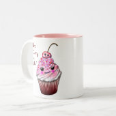 "Tu es la cerise sur mon Cupcake !" Kawaii Mug (Devant gauche)