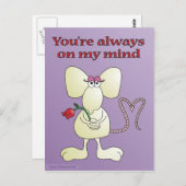 "Tu es toujours sur mon esprit rat" carte postale (Devant / Derrière)
