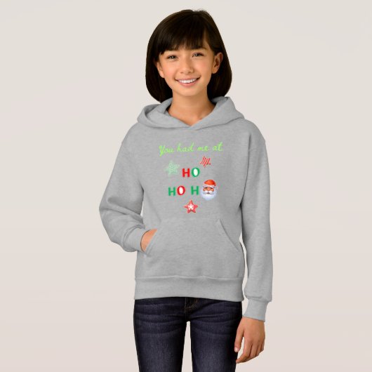 TU M'AS EU À HO HO Pullover de la Fille au Sweat U (Devant entier)