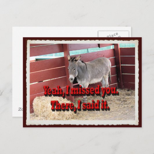 Tu m'as manqué, carte postale. (Devant / Derrière)