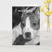 Tu me manque carte de voeux de pitbull (Fleur jaune)