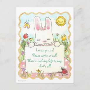 Tu me manques ! carte postale lapin