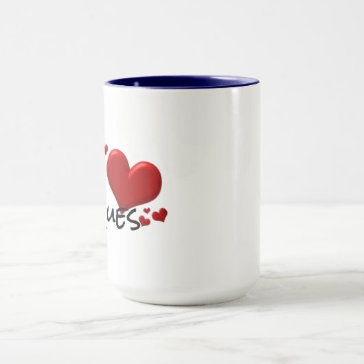 Tu Me Manques Miss You Hearts Coffee mok Design (Midden)
