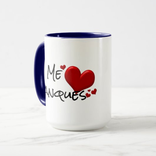Tu Me Manques Miss You Hearts Coffee mok Design (Voorkant links)