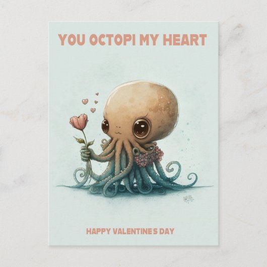 Tu Octopi mon coeur, carte Valentine (Devant)