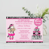 Tu Tu Cute Baby shower invitation ZEBRA GIRL Maman (Debout devant)