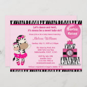 Tu Tu Cute Baby shower invitation ZEBRA GIRL Maman (Devant / Derrière)