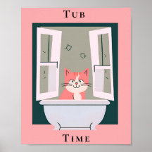 Tub Tijd met Kat Badkamer Art