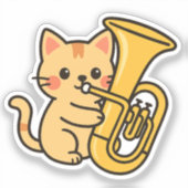 Tuba Cat Marching Style Sticker (Voorkant)