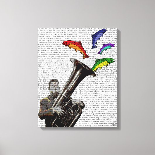 Tuba en vis canvas afdruk (Voorkant)