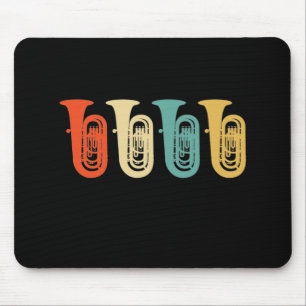 Tuba gift, retro tuba speler, orkest muismat