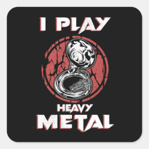 Tuba Gifts Heavy Metal Marching Band Sousaphone Vierkante Sticker