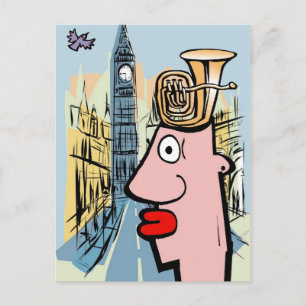 Tuba Head in Londen Briefkaart