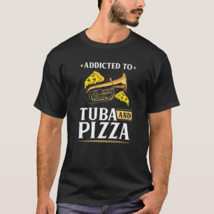 Tuba-instrument en pizza Contrabas-tubaspeler T-shirt