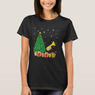 Tuba kerstboom verlichting Santa Hat Tuba Kerstmis T-shirt