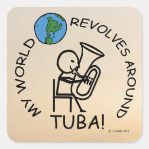 Tuba - Le monde tourne autour d'un autocollant Car