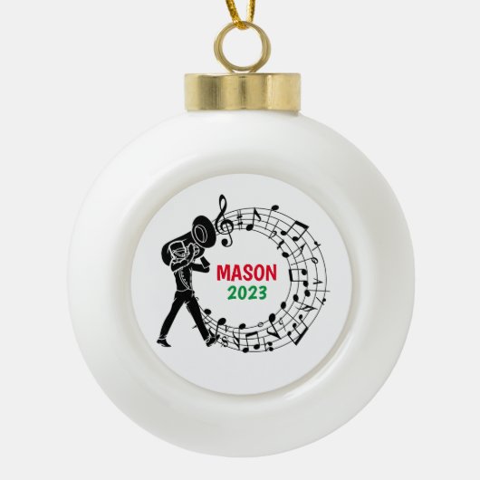 Tuba Marching Band Kerst Ornament (Voorkant)