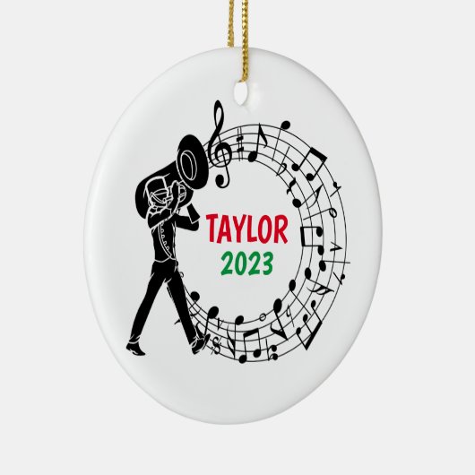 Tuba Marching Band Kerst Ornament (Rechts)