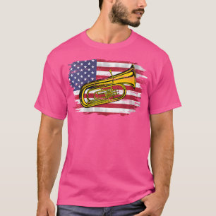 Tuba Met Amerikaanse Vlag Voor Orkest T-shirt