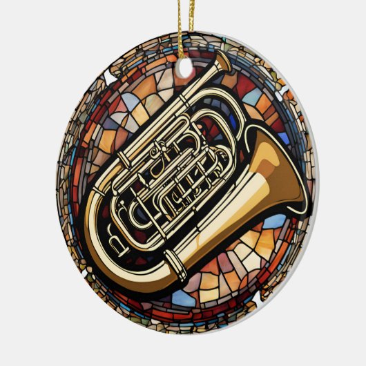 Tuba Music Keramisch Ornament (Links)